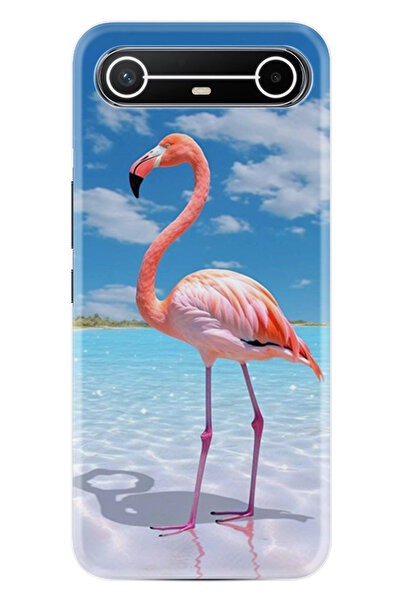 TECNO Spark Slim (KM9) Kılıf Boutique Baskılı Resimli Okaynus ve Flamingo Pco...