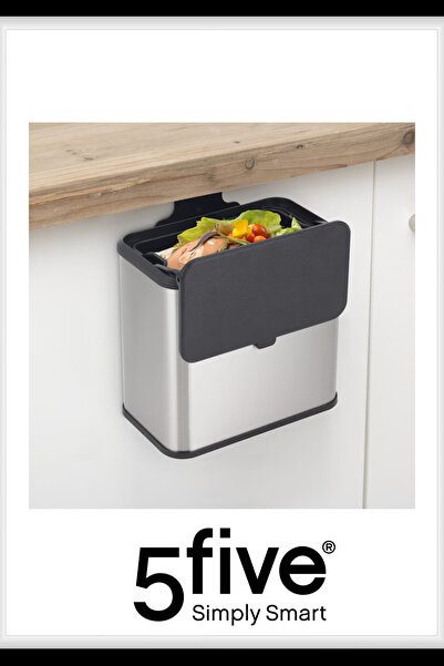 5FIVE Compact 5 L Askılı Çöp Kovası, Tezgâh Kenarı Kullanım, Çıkarılabilir Kova
