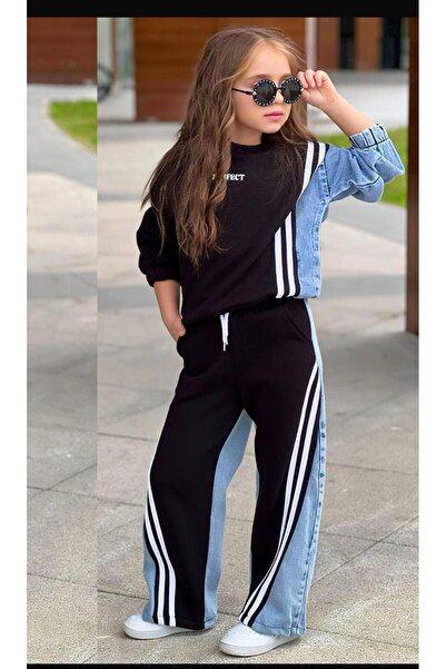 EFSACE Kot Paneled Striped Special Detailed Girl's Suit