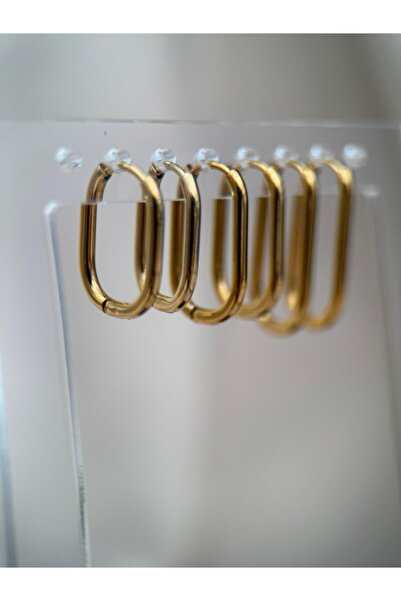 Luseda 3 أزواج من الأقراط الذهبية اللون ذات الحلقات البسيطة المصنوعة من الفول...