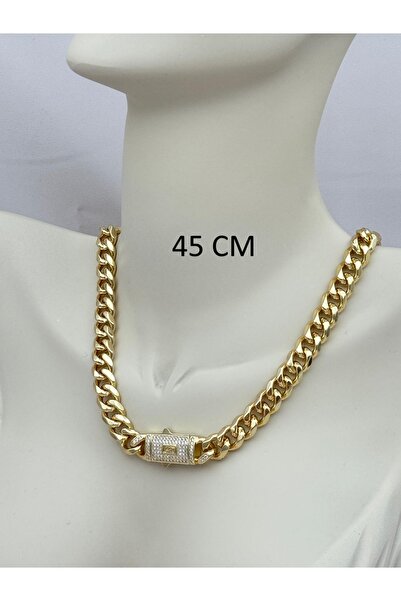 Luseda Gold Renk 45CM Kararmaz Çelik Kalın Gurmet Zincir Kolye