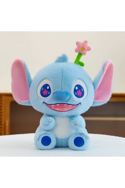 Techmarketi Çiçekli Stitch peluş ithal kumaş birinci kalite yumuşak uyku arka...