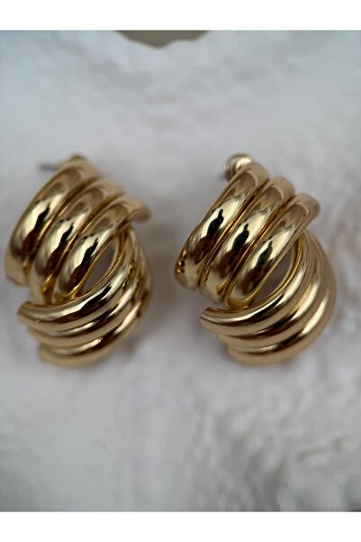 Luseda أقراط ذهبية اللون ملتفة على شكل حلزوني