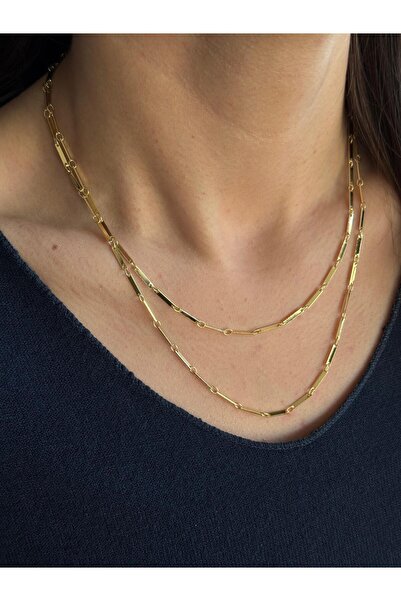 Luseda Gold Color Big Link Oval Ring 90+5 cm Adjustable Chain Necklace