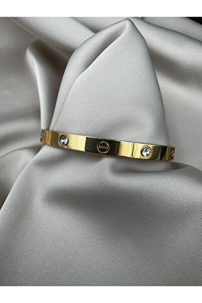 Luseda سوار فاخر من الفولاذ المقاوم للصدأ بلون ذهبي مع أحجار كريمة