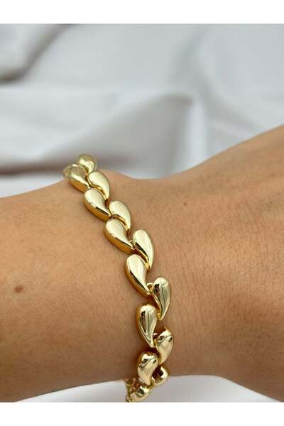 Luseda سوار ذهبي اللون بتصميم قطرة مع سلسلة قابلة للتعديل 17+3 سم