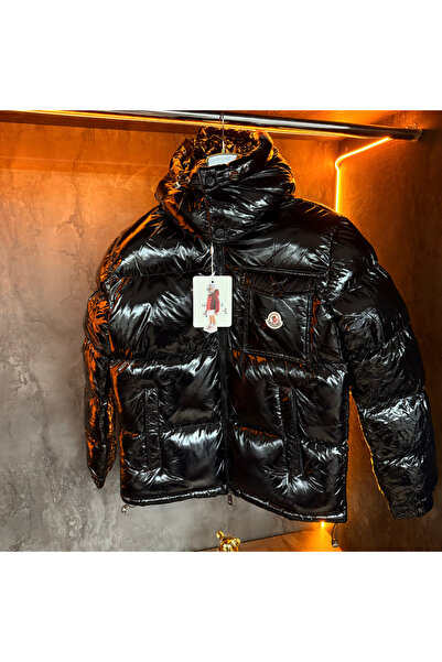 GRİMELANGEE PREMİUM Şişme Mont Kapüşonlu Parlak Maya Kumaş Siyah