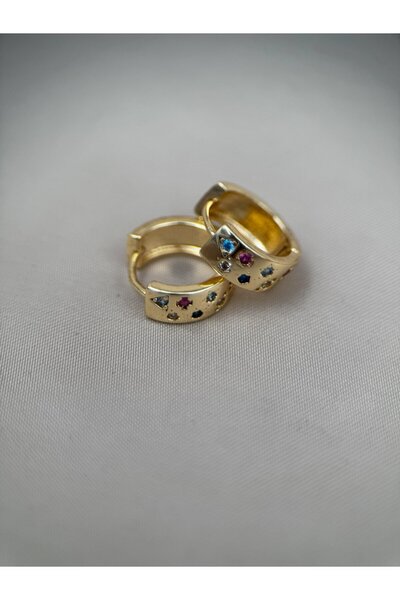 Luseda حلق بتفاصيل حجر ذهبي اللون