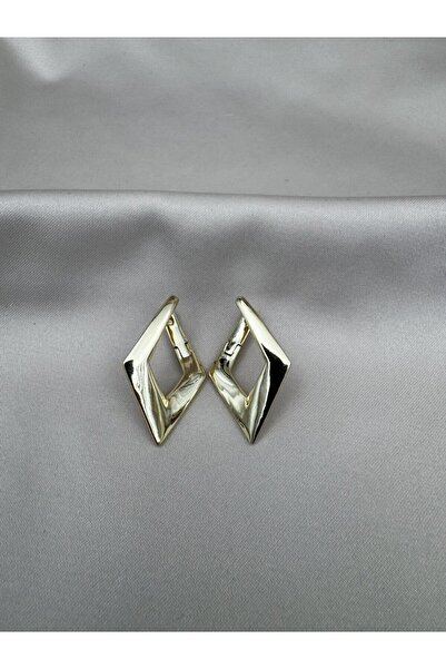 Luseda أقراط ذهبية اللون ذات شكل هندسي