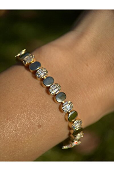 Luseda سوار VIP ذهبي قابل للتعديل مقاس 17+2 سم مع حجر الباجيت