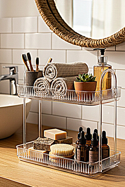 UNIQUE ME Organizator de baie cu 2 niveluri Raft de baie Diamond