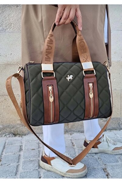 Miami Polo Clup حقيبة يد وكتف نسائية ذات 4 أقسام وحزام طويل قابل للتعديل