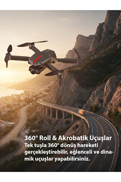 yollayenilensin C13S Ultra Karbon Desenli Çift Kameralı Drone – 360° Roll, Te...