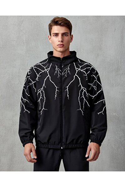 Lushen Y2k Lightning Printed Oversize Αλεξίπτωτο Unisex Αδιάβροχο Ανεμοδαρικό...