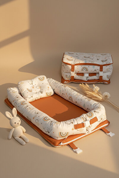 ebabynest Gökkuşağı Serisi Kahverengi Katlanabilir Nest