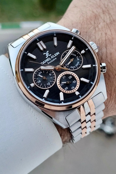 Daniel Klein 43 mm Men's Wristwatch with Dial Black Cord Rose Gray Color Adju...