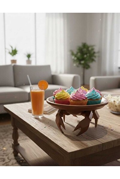 Dropcek eticaret 3D Dekoratif Yengeç Figürü Kahverengi Pratik Ev Gereçleri Su...