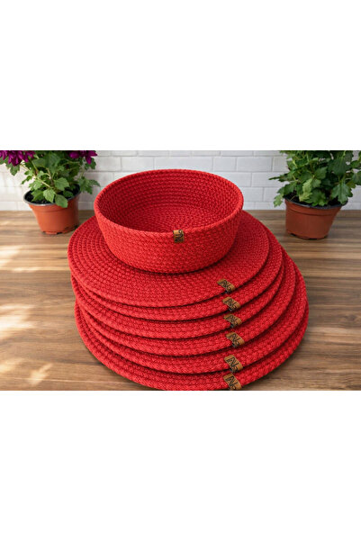 Naspar 6 bucăți de suport roșu, 1 coș / serviciu american / prezentare cafea,...