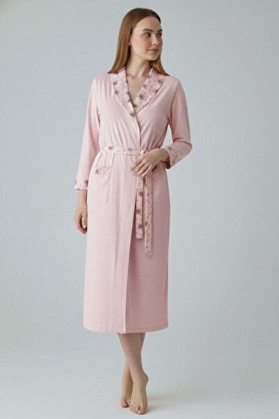 Mecit Pijama Mecit 6311 Pudra Kadın Büyük Beden Sabahlık