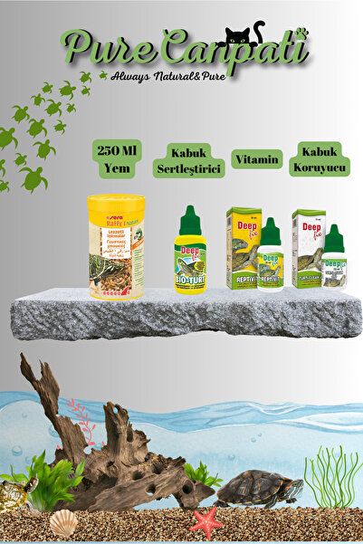 PureCanpati Su Kaplumbağası Yem & Kabuk Bakım Seti (Raffy I – 250 ml)