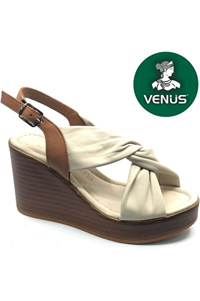 Venüs صندل نسائي من الجلد الطبيعي من فيكتور مريح لتقويم العظام باللون البيج