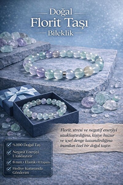 modvina Natural Fluorite Stone Bracelet 8 mm – Handmade Stylish & Elegant Bra...