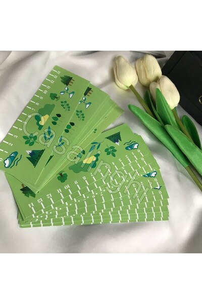 bisaccia مسطرة بطاقات بتصميم الطبيعة الخضراء، علامة كتب، هدية لدورة مدرسية، ع...