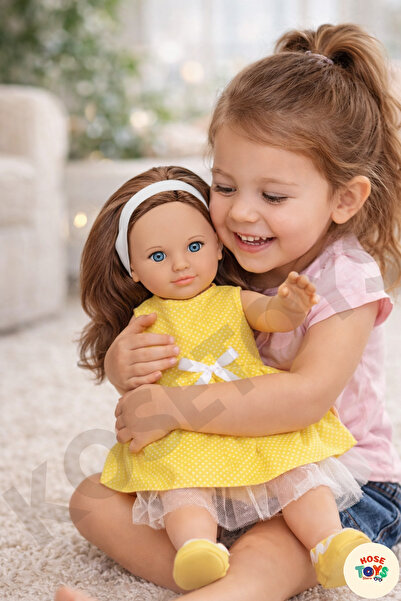 kosetoys Gerçek Yüzlü Kız Bebek Elbiseli Büyük boy Et bebek 45 cm