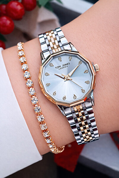 Tom Jones Orjinal 2 Yıl Garantili Kadın kol Saati Bicolor+Bileklik Hediyeli