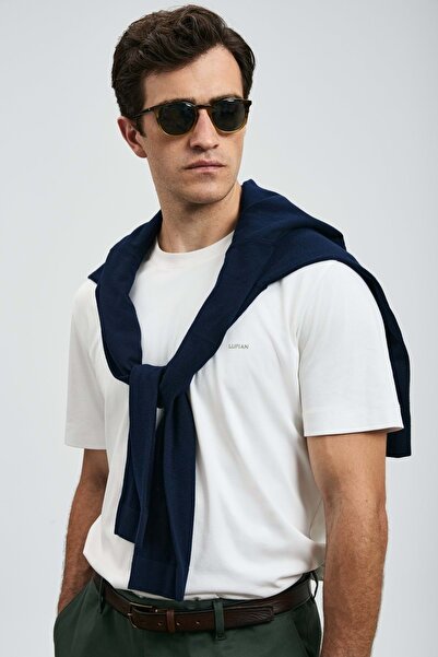 Lufian 112020058 Roland Erkek Basic Tişört Erkek T-Shirt BEYAZ