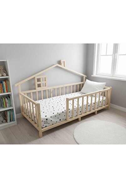 Baby Kinder Happy Doğal Çam Montessori Bebek ve Çocuk Karyolası