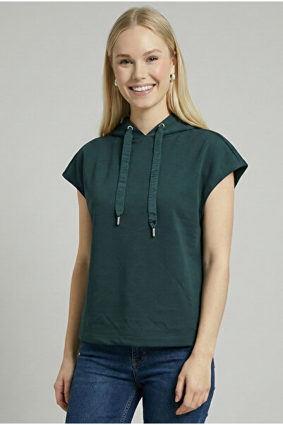 BİCAN Kadın Yeşil Kapüşonlu Kolsuz Sweat