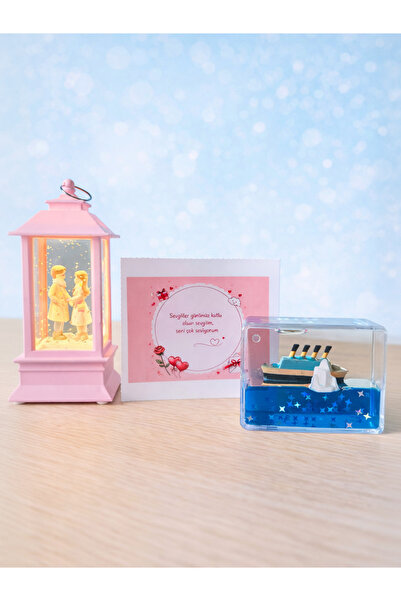 Rüya Kıyısı Kış Masalı Aşıklar Işıklı Simli Kar Küresi & Orta Boy Batmayan Ge...