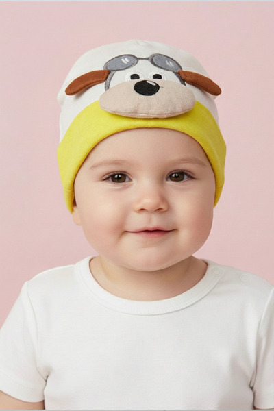Kayra Seasonal Baby Hat with Cute Dog Details
