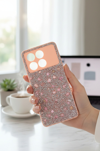 batuteknoloji Poco X6 Pro BatuTeknoloji Kırçıllı Milena Taşlı Silikon Kılıf