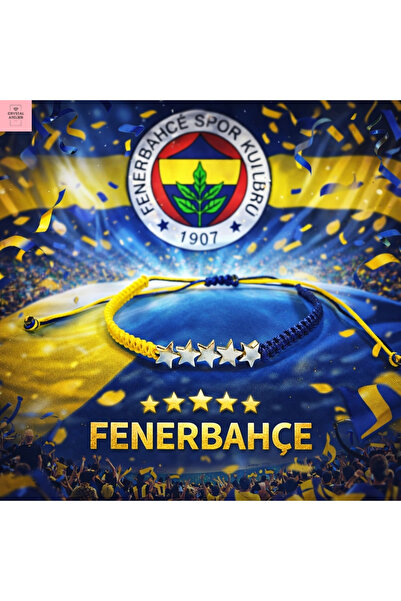 Crystal Atelier Fenerbahçe 5 Yıldızlı Gümüş Sarı Lacivert Taraftar Bileklik –...