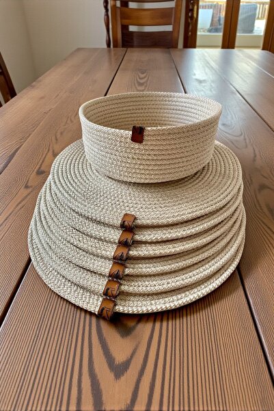 MS Glassware سلة خبز بيج مكونة من 7 قطع - طبق تقديم أمريكي، سلسلة Ms Home