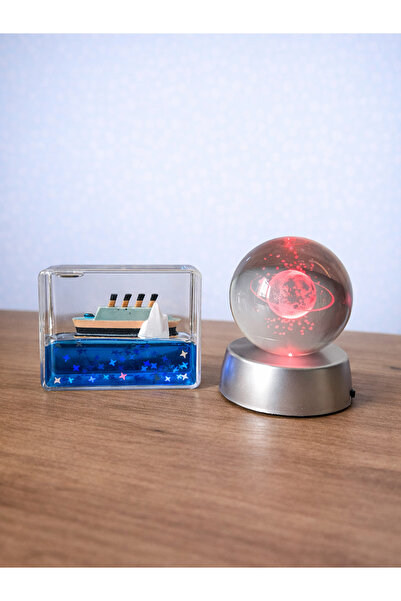 Rüya Kıyısı Batmayan Gemi ve 3D Renk Değiştiren Satürn Küresi Hediye Seti - S...