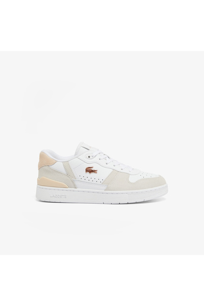 Lacoste حذاء رياضي نسائي من الجلد مزود بمشبك على شكل حرف T - 48SFA0043-1Y9