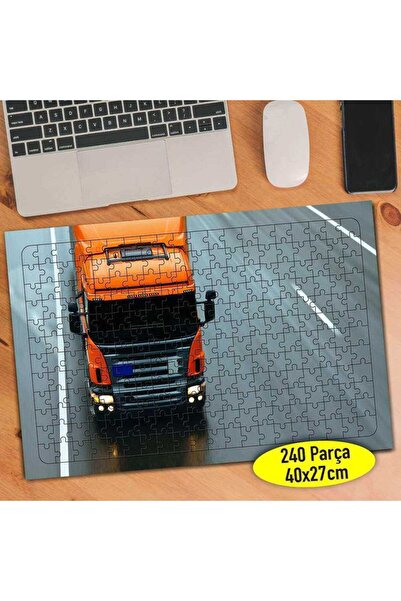 Asilmeydan Uzun Araç Turuncu Tır 240 Parça Puzzle Yapboz Tablo-65701971
