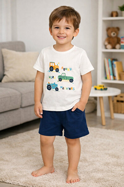 LC Waikiki LCW Бебешки екрю велосипеден шорти с къс ръкав и принт за момчета,...