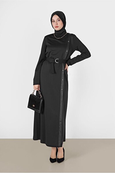 Alvina DERİ DETAYLI KUŞAKLI ELBİSE 42193