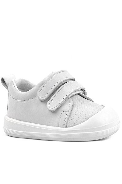 Rakerplus Sonic White Anatomical Genuine Leather Baby Sneakers - Velcro Sport...