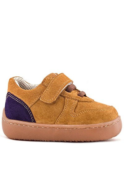 Rakerplus Bob Genuine Leather Tan Barefoot Velcro Elastic Baby Sneaker Shoes