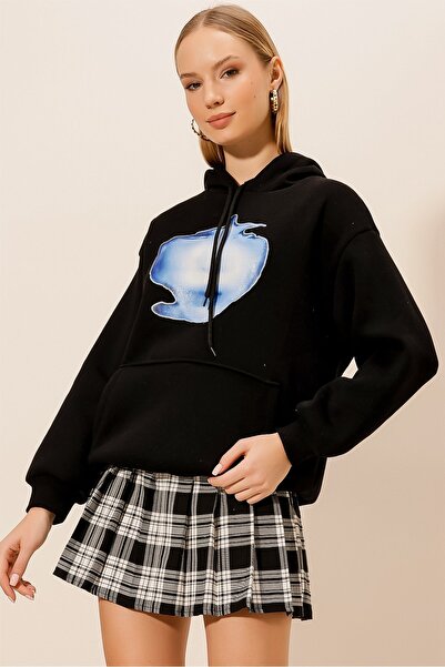 HAKKE Üç İplik Girl Face Baskı SWEAT