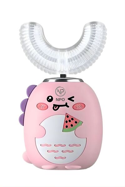 NPO 208 Şarjlı Ultrasonik 3 Modlu U Dizayn Çocuk Diş Fırçası - Pembe