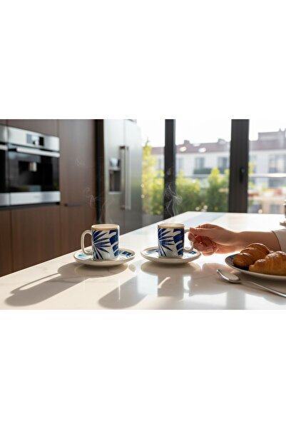 Turkuaz Porselen طقم فناجين قهوة من البورسلين فلورا 4 قطع 100 مل كلاسيكي