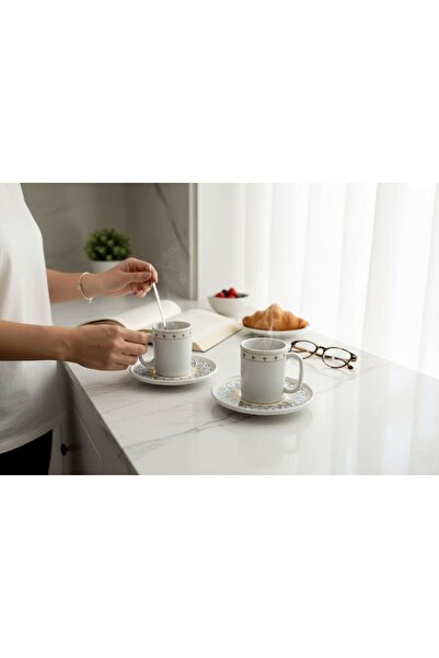 Turkuaz Porselen Masis 2 Kişilik 4 Parça Kahve Fincan Takımı