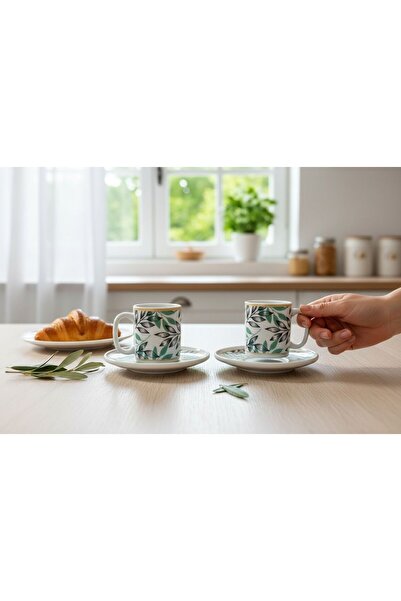 Turkuaz Porselen Fiona 2 Kişilik 4 Parça Kahve Fincan Takımı