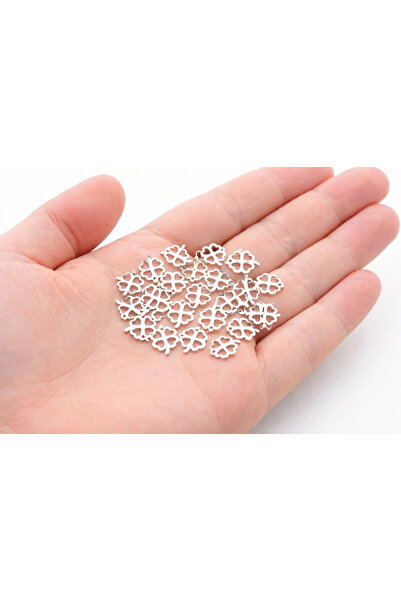 FlowerAksesuar 20 Adet - 10x12 mm Kolye Ucu Yonca, Charm Kolye Ucu Yonca Yapr...